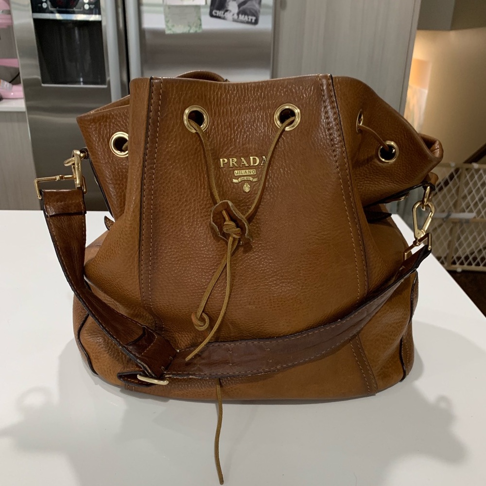 **AUTHENTIC** PRADA leather bucket bag
